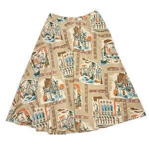 Kate Hill Beige Printed Midi Skirt